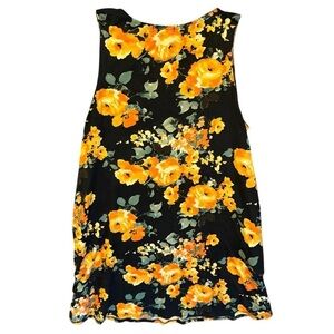Floral Sleeveless Maxi Dress – Black, Yellow & Orange | Size L